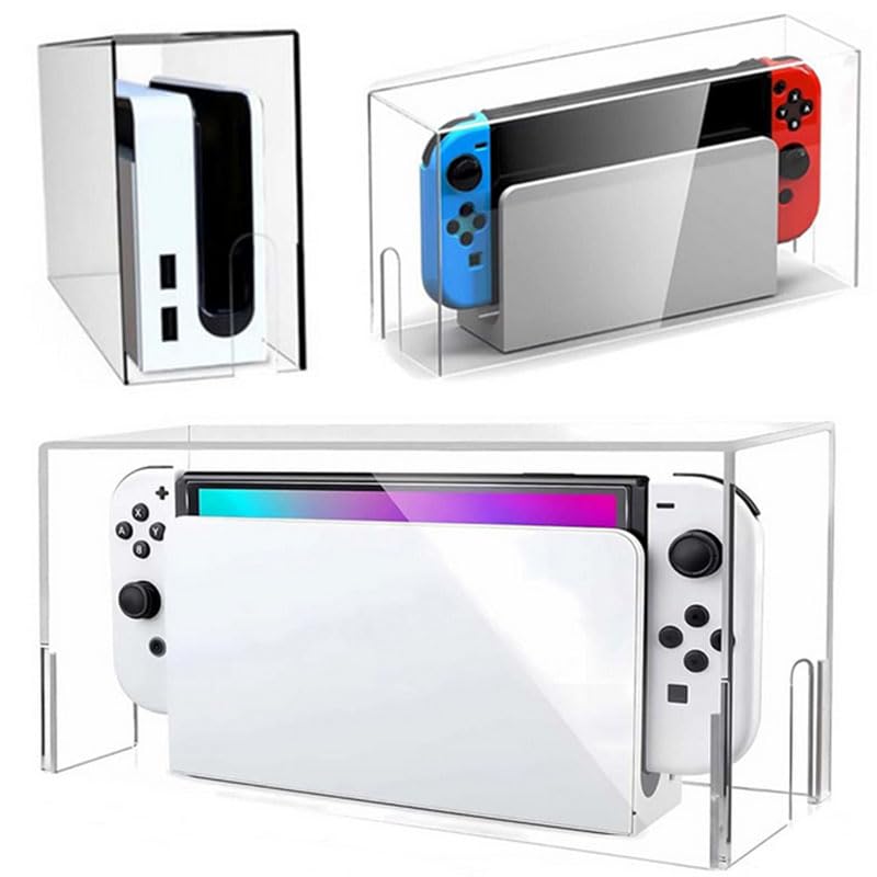 XYYORITRIX Dust Cover for Switch OLED/Switch Charging Dock, Transparent Acrylic dust Cover All-Surface Protection Waterproof, Dirt-Proof, Easy to