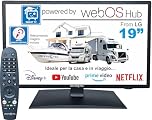 Unispectra ® 19" Smart TV (webOS) + Telecomando magico 12V HDR ELED 230V 24V Triplo sintonizzatore: satellitare, terrestre, cable. 3xHDMI, 2xUSB. TV 12V per camper, caravan, barca