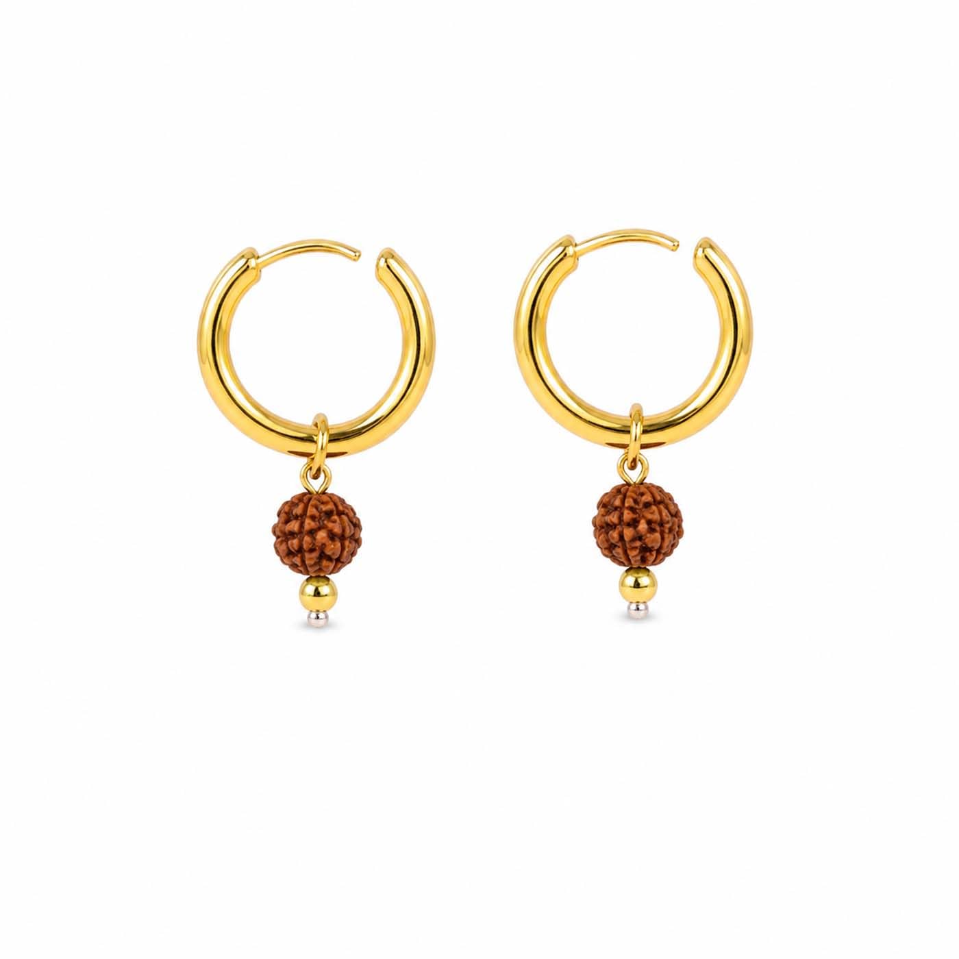 (1 Pair) Lord Shiva/mahakal Rudraksha Bali Hoop Earrings for Men & Women | Traditional Religious Bali Earrings | Lightweight Daily Wear Drops & Danglers Hoop Jewelry-image-45