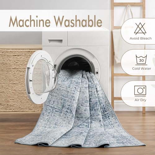 Tapete decorativo MIULEE 2x3 washable azul miniatura 3