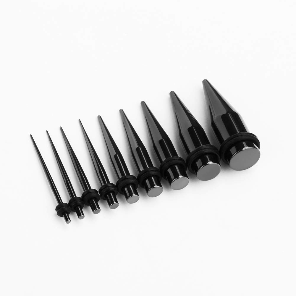 COOEAR Zestaw 36-częściowy rozpychacze i wtyczki ze stali nierdzewnej do uszu 1,6-10 mm Black