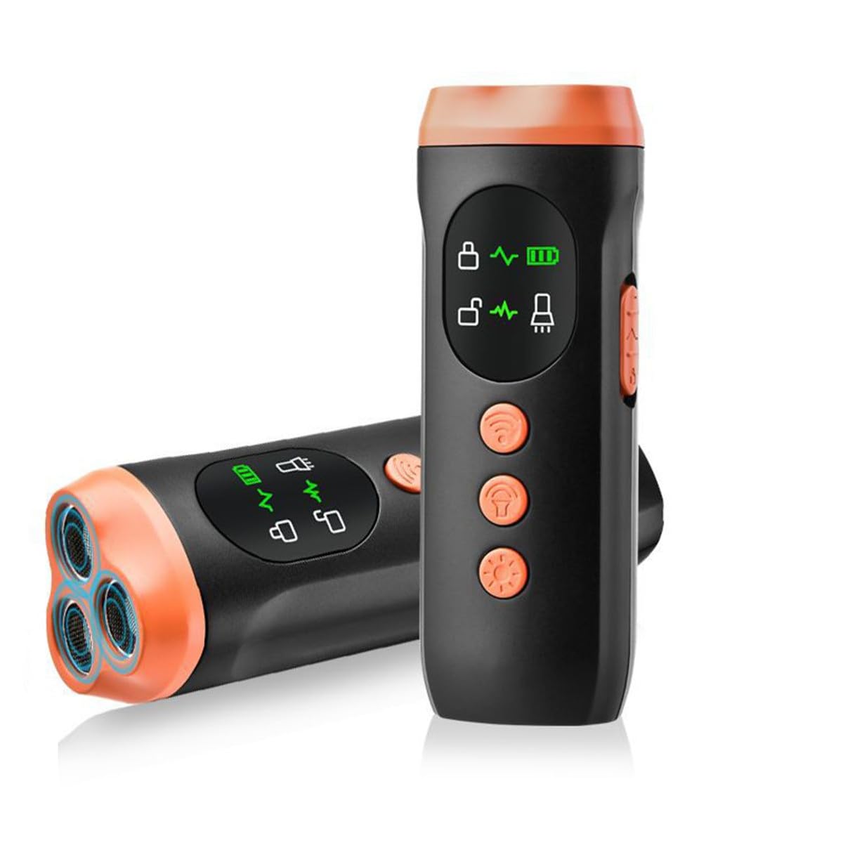 XAUCY Dispositivo deterrente per l'abbaio di cani a ultrasuoni con funzioni display anti abbaio dispositivo di addestramento Triple Corer Repeller per cani con Flashlig (arancione)
