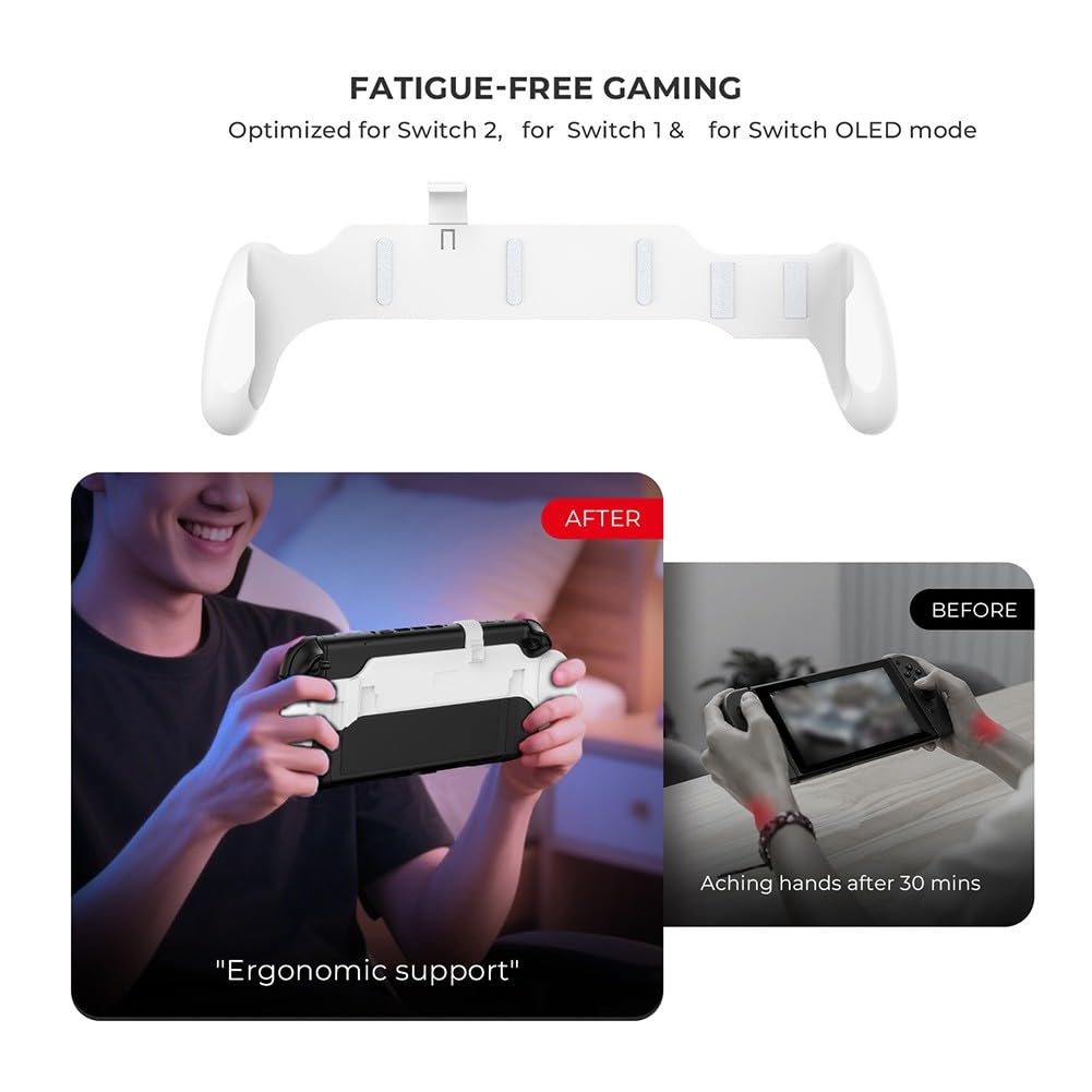 Impugnatura antiscivolo per Nintendo Switch 2, materiale ABS, design ergonomico personalizzato, per compatto 32 x 10 x 4 cm, compatibile con bianco e nero