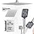 KOJOX Brushed Nickel Thermostatic Shower System, Push Button Diverter Shower Faucet Set with 12" Ceiling Mount Rain Shower, 6" Wall Mount Shower Head, and 4-in-1 Handheld Spray