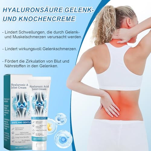 Hyaluronsäure Gelenk Reparatur Creme, Schmerzlinderungscreme, Gelenkpflegecreme mit Kurkuma-Extrakt, Hyaluronsäure Gelenk- und Knochencreme Gelenk - für Rücken, Nacken, Hände, Knie (2PCS)