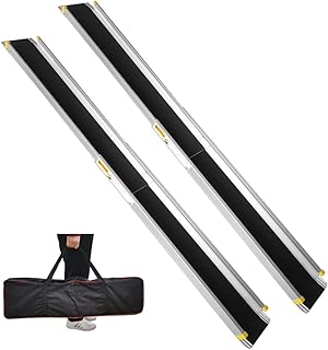 Carivia Wheelchair Ramp 7FT,1Pair Telescoping Wheelchair Ramp,84" L x 7.4" W Adjustable Aluminum Wheelchair Ramp,Portable Non-Skid Surface Handicap Ramp for Home Threshold Doorways Stairs Steps