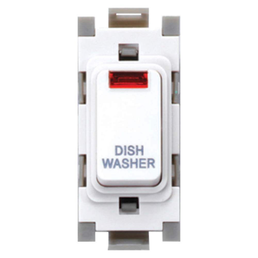 Deta G3576 Grid Switch 20 Amp Dp With Neon Marked 'Dishwasher' (White) 5016211035767