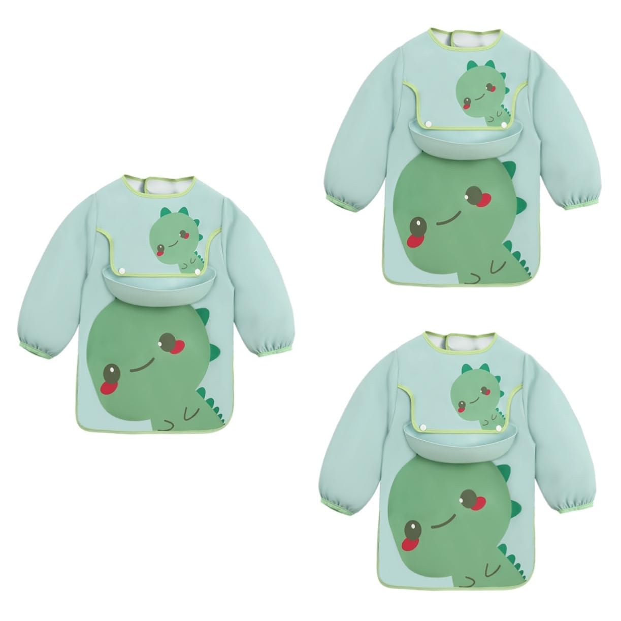 Abaodam 3pièces Bavoir Imperméable Pour Garçon Fille Avec Ronde Pour Repas Et Activités Accessoire Pratique Pour Nourrissons