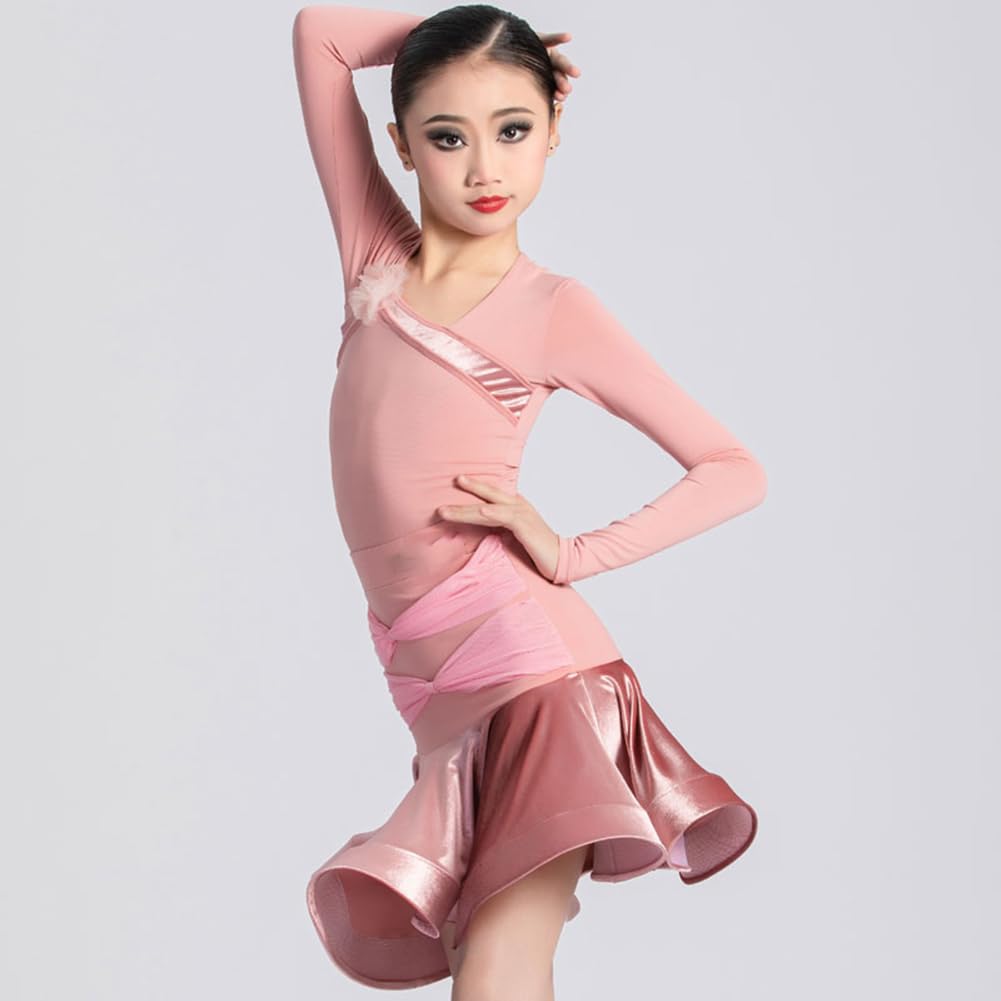Abiti da Ballo Latino per Ragazze Adatti per Balli da Sala Tango Cha Cha Salsa Spettacoli di Danza Professionali Costumi per Competizioni Abbigliamento per Allenamento Quotidiano
