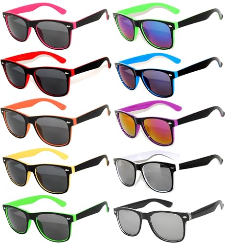 Retro Vintage Owl Two -Tone Sunglasses Multicolor Mirror Lens (10 Pack - Smoke & Mirror Lens) OWL ®