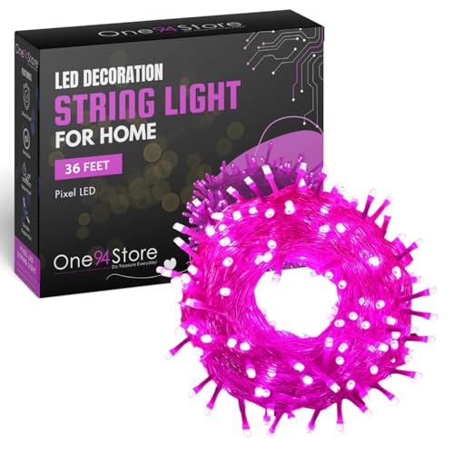 One94Store LED Pixel String Light Pack of 1 – 36 Ft Flexible Copper Wire Fairy Light with 360° Bright Pink LED Bulbs, Decorative Pixel Series for Home, Diwali, Christmas & Party Decoration