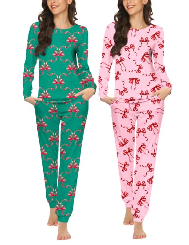 Ekouaer 2 Pack Pajamas for Women Set Long Sleeve Jogger Pjs Cozy Lounge Set - image 1