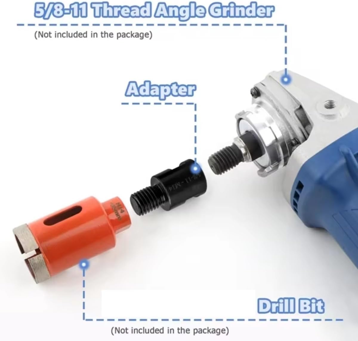 XiBany Angle Grinder Adapter Converter M10 M14 5/8-11 Thread Converter Adapte Arbor Connector for Polishing Pad Saw Blade Hole Saw Tool (Color : A, Size : 5-8-11 to M10)
