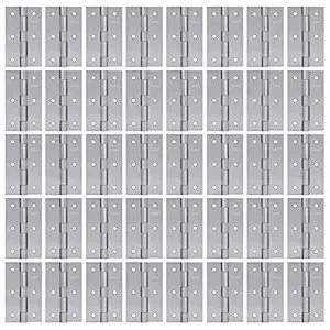 Atom 40 Pcs, Stainless Steel Door Butt Hinges | 3 Inch x 16 Gauge/1.2 mm Thickness, Soft Close Hinge/kabja for Door, Window, Cabinet, Closet, Cupboard, Wooden Box (Silver Satin Finish, HNG-3X16)