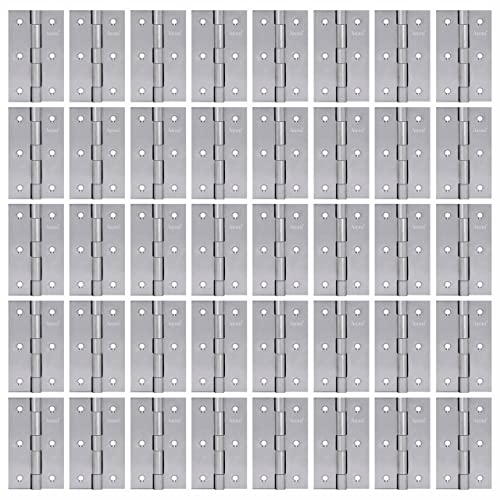 Image of Atom 40 Pcs, Stainless Steel Door Butt Hinges | 3 Inch x 16 Gauge /1.2 mm Thickness, Soft Close Hinge /kabja for Door, Window, Cabinet, Closet, Cupboard, Wooden Box (Silver Satin Finish, HNG-3X16)