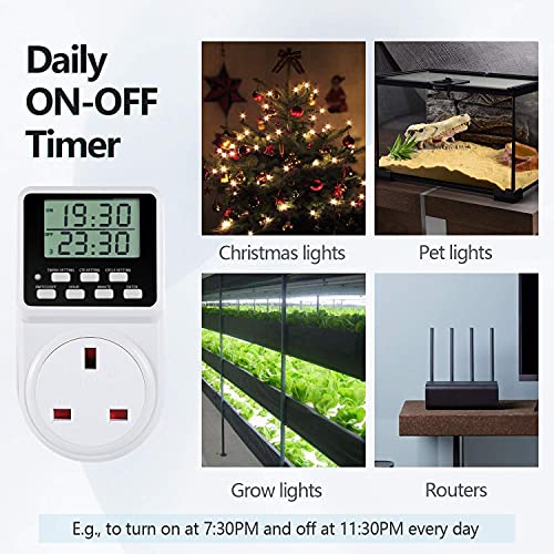 image for ORIDGET 24 Hour Digital Electric Timer Plug Socket with Countdown and 