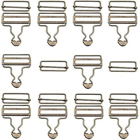 10 Set Metal Dungaree Buckles Clip Fasteners for Suspender Bronze Metal Brace Buckles with Rectangle Buckles for Hand Bags, Jackets, Jumpsuits, Belts, Kids Overalls, DIY Clothing (45mm) Cover