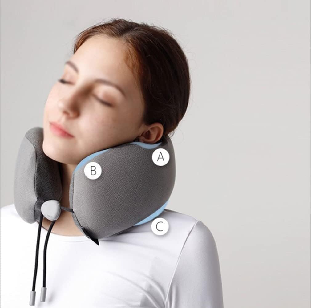 Travel Neck Pillow Bundle, Constant Temperature Memory Foam,Ergonomic Pillow for Airplane Travel, car Ride, Sleeping (Color : Red)