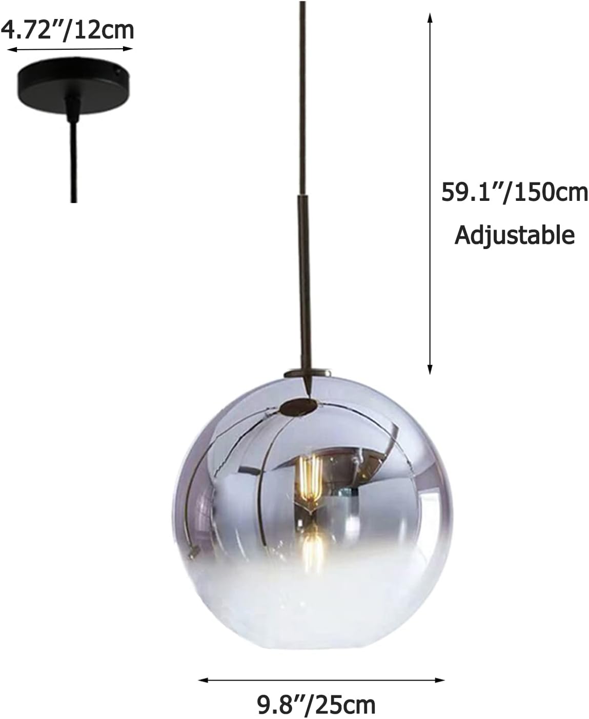 gradient color glass pendant light,modern glass hanging light chaniler light (silver, 25cm) silver 25cm