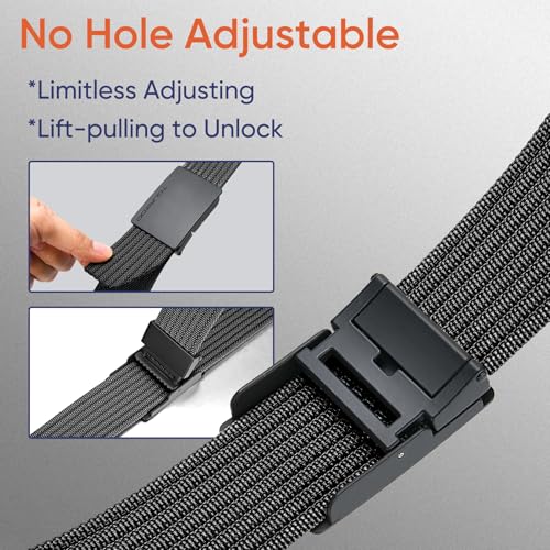 Nylon Military Tactical Belts for Men 1.5" No Holes Adjustable Webbing Canvas Belt for Hiking, Casual & Outdoor3
