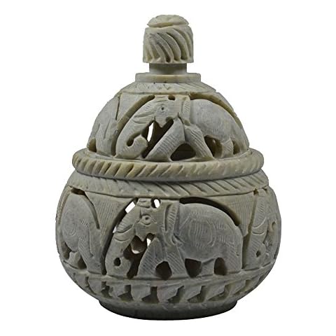 Craftuno Soapstone Elephant Tea Light Holder Cover