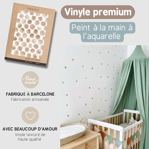 Stickers muraux enfants aquarelle pois marron TRESXICS - 4