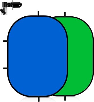 5x6.6ft Green Screen Backdrop for Photography, 2-in-1 Blue Pop Up Collapsible Photo Background with Clip and Carry Case for YouTube Videos Studio Props | 2-in-1 Blue Pop Up Collapsible Photo Background for YouTube Videos Studio Props