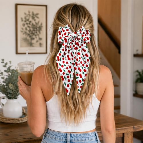 Pinza para cabello oversized con moño de cereza miniatura 5