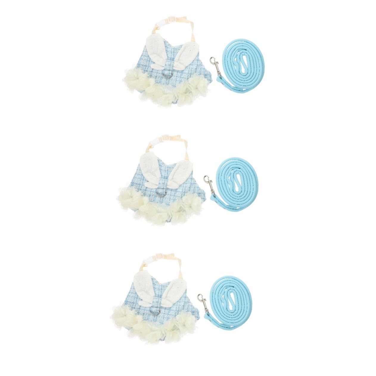 minkissy 3 Sets pet rabbit clothes bunny supplies bunny harness with leash pet rabbit costume Bunny Vest Harness guinea pig outdoor vest Bunny Decorative Dress apparel Xiaoxiangfeng cotton
