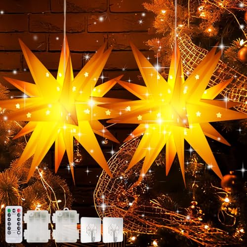 Charmofun 3D Weihnachtsstern Beleuchtet 45CM, PVC LED Stern mit...