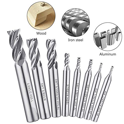 Afunta - Set di 8 punte per fresa a 4 taglienti