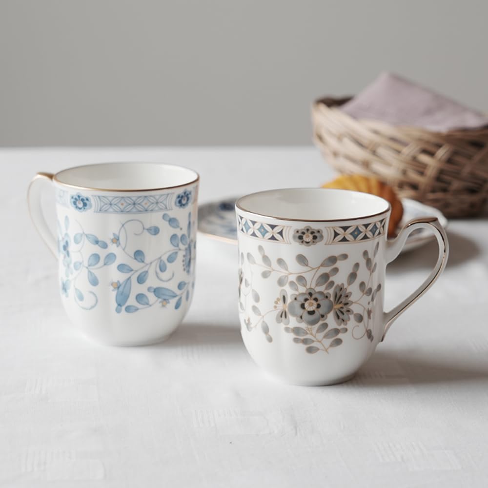 Amazon｜NARUMI(ナルミ) マグカップ ミラノ 300cc ブルー 花柄 梅の花