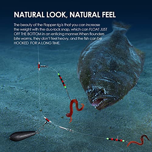 Luroad 5Pcs Sea Fishing Flapper Rigs 2 Hooks, Pre Tie Flatfish Rigs Sea Beach Casting Shore Fishing for Flatfish Sole Whiting - Image 4