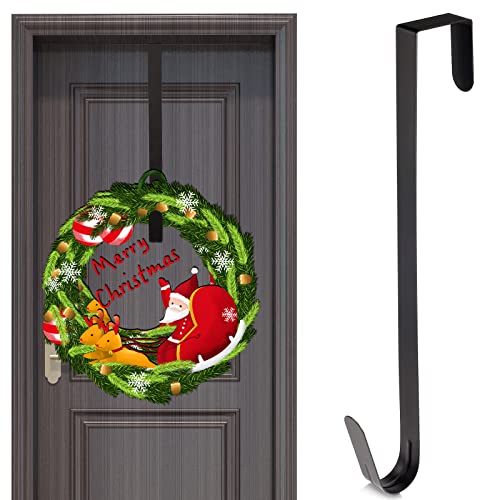KINBOM 1 38cm Gancho para Adorno Puerta Navidad, Gancho Acero para Decoración Puerta Delantera, Metal para Corona, Adorno de Navidad, Mochila, Bolso o Letrero de Bienvenida (Negro)