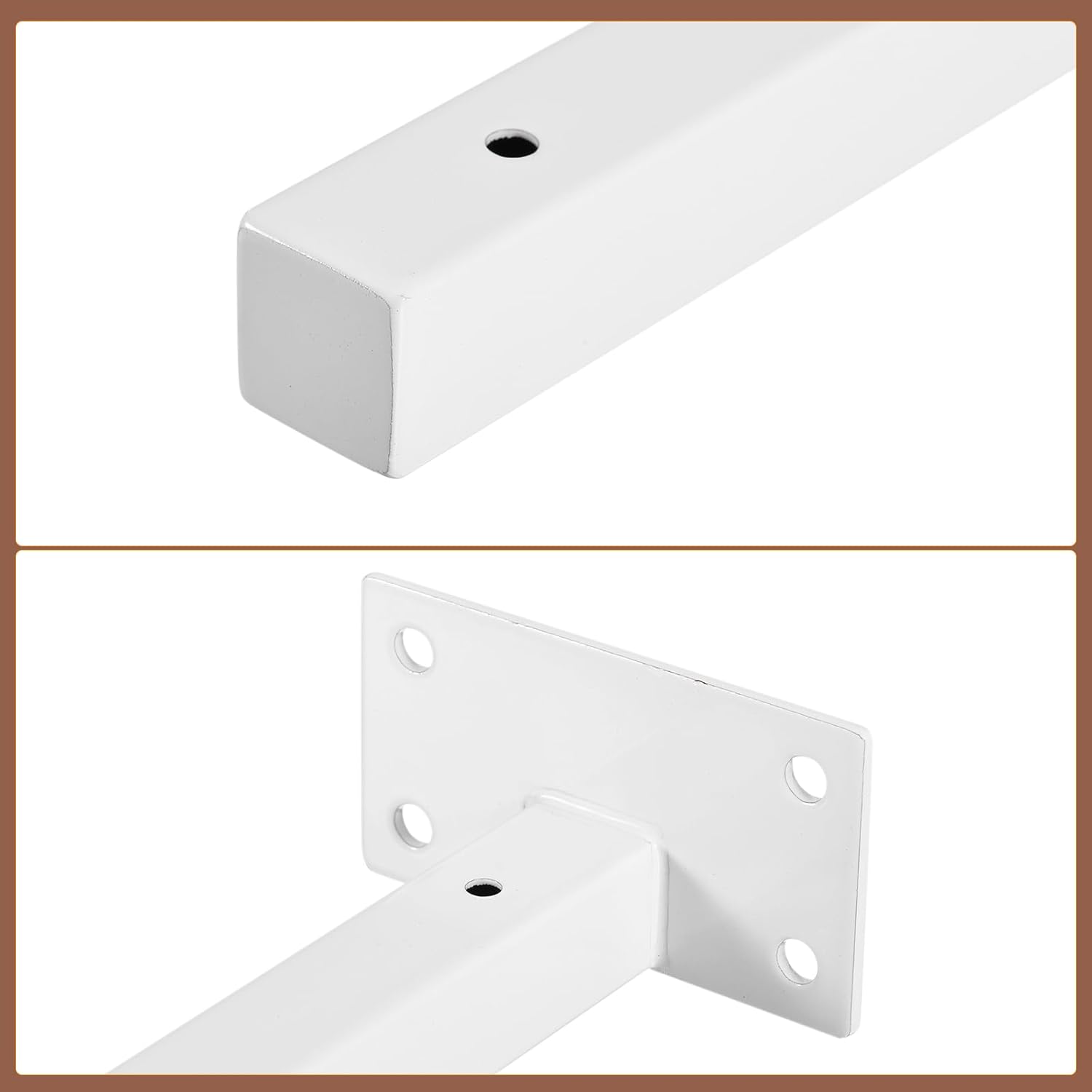 uxcell Floating Shelf Brackets, 2pcs 16"(400mm) Industrial Metal Brackets for Shelves Wall Mounted Shelf Supports, White