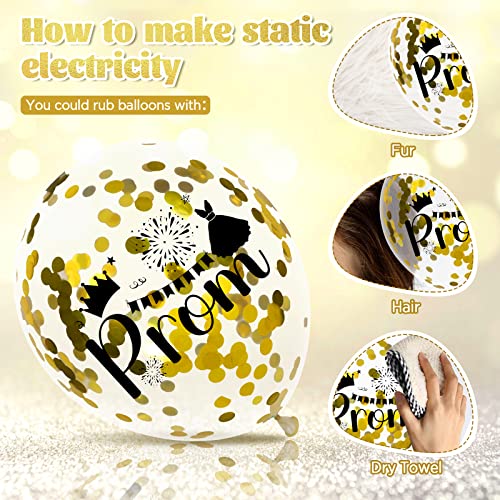 42 Pcs Prom 2023 Balloons Black Gold Graduation Prom Night Party Balloons Decorations Prom Theme Latex Balloons Confetti Balloons Congratulations Balloons for Graduation Party Decorations Supplies - Thumbnail 7