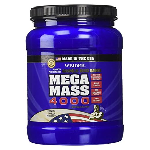 Weider MEGA MASS, Clean Anabolic Mass Gainer Formula, Creamy Vanilla, 1.98lbs