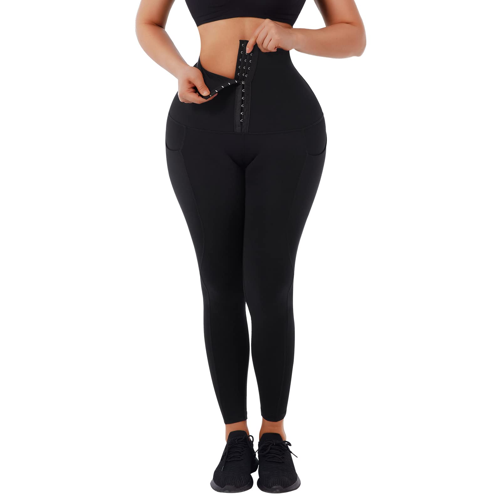 KEEPTOLeggings for Women Waist Trainer Shorts Tummy Control High Waisted Butt Lifting Compression Body Shaper Yoga Pants