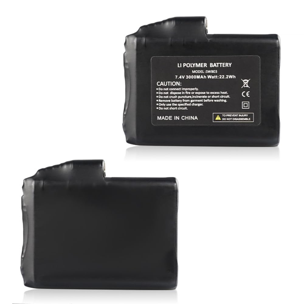 2 X Akkus Wiederaufladbare für Beheizte Handschuhe Socken HüTe Sturmhaube Skimaske Kleidung, 7,4 Volt Li-Polymer-Akkus