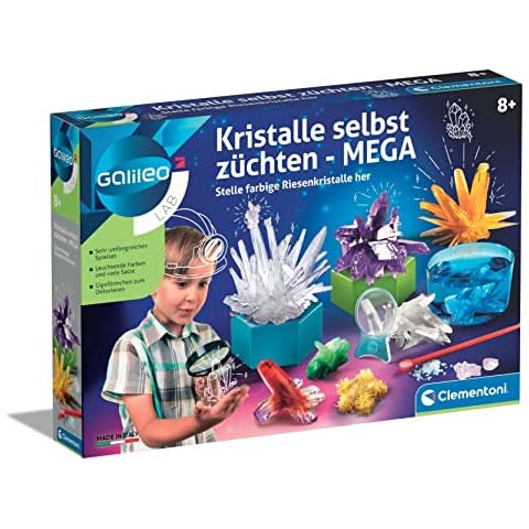 Galileo Lab - Kristalle selbst züchten Mega, Experimentierkasten für Kinder ab 8 Jahren, farbenfrohe Experimente fürs Kinderzimmer, ideal als Geschenk von Clementoni 59130 Cover