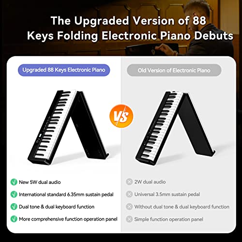 TERENCE Pliable Piano Numérique 88 Touches avec Batterie de 1750mAh semi-lestées Pédale de Sustain MIDI avec support de partitions Bluetooth Sacs pour Piano Câble audio Casque - Les Beatles, Paul McCartney, John Lennon, RIngo Starr, George Harrison TERENCE Pliable Piano Numérique 88 Touches avec Batterie de 1750mAh semi-lestées Pédale de Sustain MIDI avec support de partitions Bluetooth Sacs pour Piano Câble audio Casque – Image 5