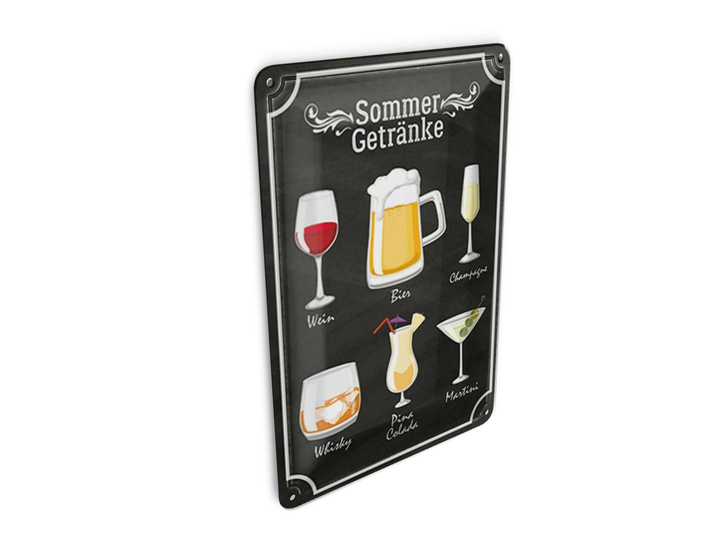 Femer Tin Postcard Saying 10 x 14 cm Summer Drinks Wine Beer Decorative Sign