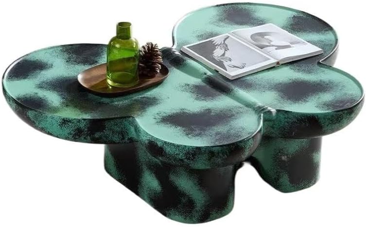 Modern Coffee Table, Fiberglass Coffee Tables for Small Space, 47.24" Butterfly Center Table for Sofa, Minimalist Accent Side Cocktail Table for Living Room, Bedroom, Apartment, Office, Green