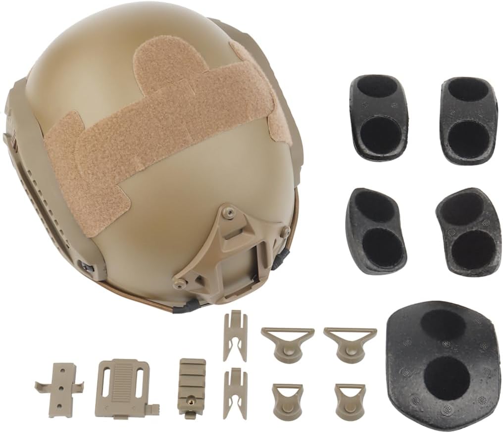 Tactical Fast Helmet Set, Adjustable Airsoft Helmet with Noise Cancelling Headset, Mask, Goggles, Battery Bag, NVG Model and Nylon L4G24 for Hunting, CS, BBS, Airsoft Training, Paintball