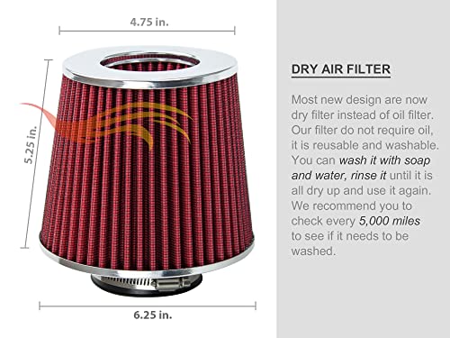 Rtunes Racing SI-HD-12RD Short Ram Air Intake Kit + Filter Combo Red Compatible thumb #6