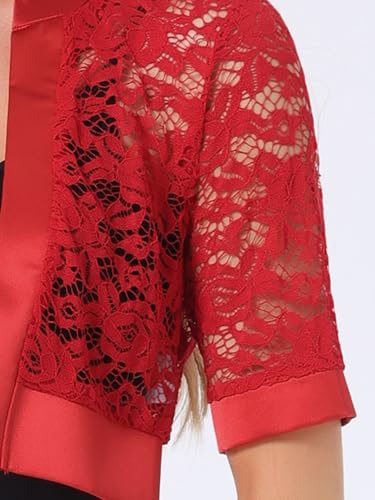 Image of Allegra K Lace Shrug for Women's Cropped Sheer Floral Lace Shrug for Evening Dresses