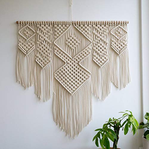 WYGH Tapices de Pared de macramé Hechos a Mano Decoración de la Pared Tapicería de Pared Tejida Elegante Bohemia Decoración del hogar para tapices de Fondo Junto a la Cama, artesanías, Beige
