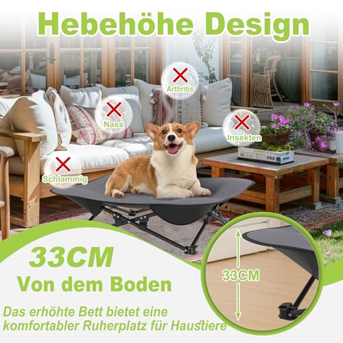 ORHEYA Faltbares Outdoor Hundebett – Erhöhtes, atmungsaktives hundeliege Bett für Hunde bis 60 kg, ideal für Camping und Garten, Outdoor Indoor 87 x 87 x 33 cm