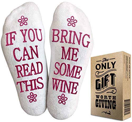 Funny Wine Glass + Wine Socks - Perfect gift set women with an UNBREAKABLE 16 oz / 450ml, BPA Free Funny Wine Glass for Women combined with Funny Wine Socks"If You Can Read This, Bring Me Some Wine"