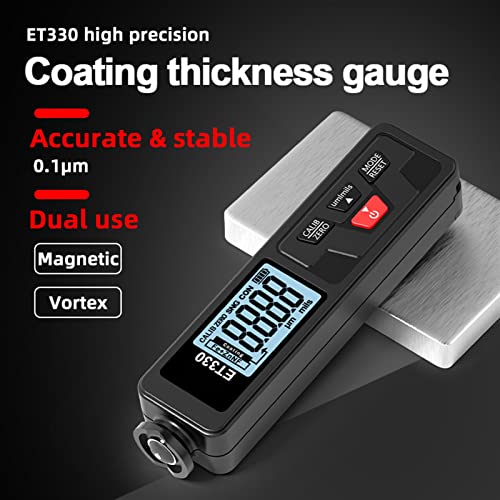 Medidor de grosor ET330+Zn para pintura de auto, medidor electroplate para capa metálica, medición de recubrimiento 0-1500 um para Fe y NFe (Negro) miniatura 3